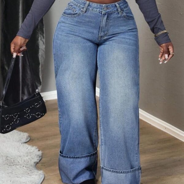 Slaydiva Plus Size Women  Versatile Denim Jeans