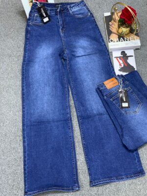 Women High-Waist Elastic Wide-Leg Straight Leg Jeans, Spring New Arrival
