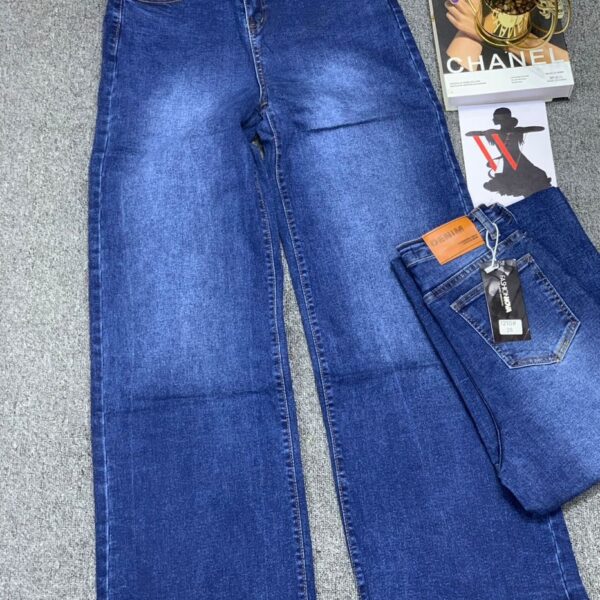Women High-Waist Elastic Wide-Leg Straight Leg Jeans, Spring New Arrival