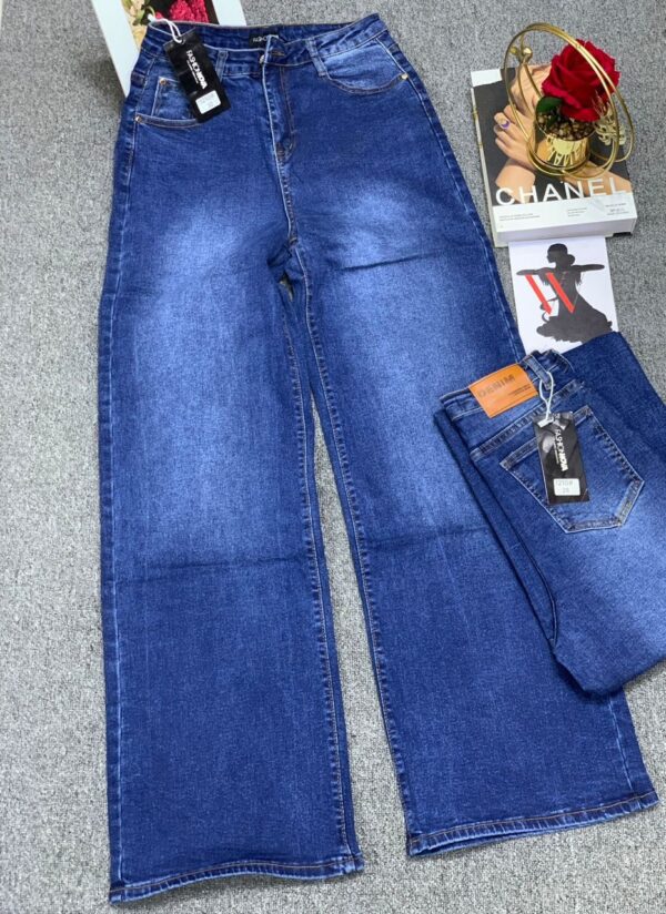 Women High-Waist Elastic Wide-Leg Straight Leg Jeans, Spring New Arrival