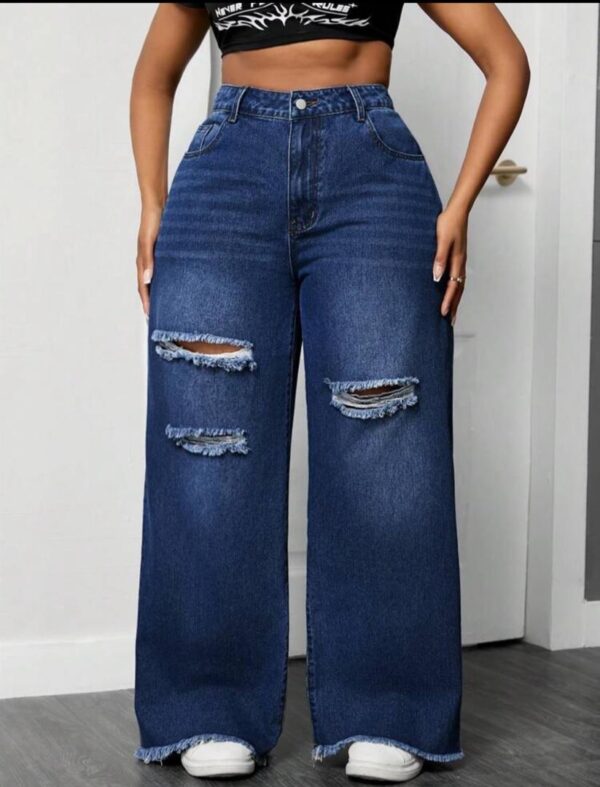 Blue Jeanoix Ripped Wide Leg Denim