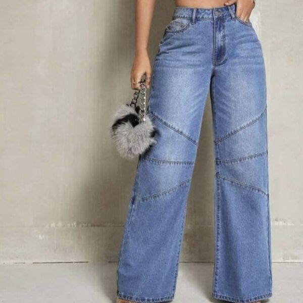 Tall Women's Loose-Fit Low-Waist Wide Leg Long Denim Jeans, Blue