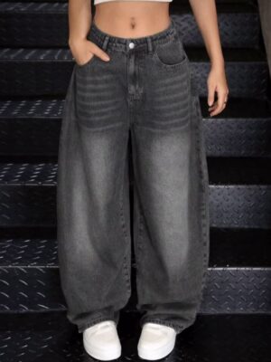 Grey casual loose denim