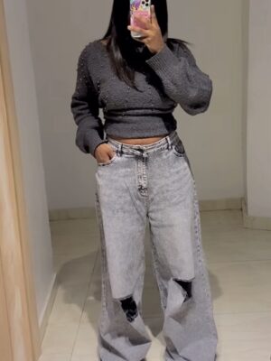Planted washed ripped Denim