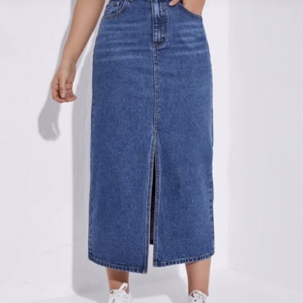 High wait slit Denim Skirt