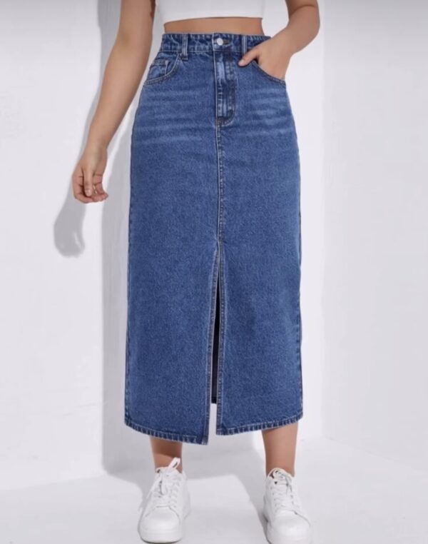 High wait slit Denim Skirt