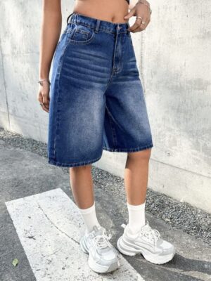 Y2K Loose Fit Blue  Bermuda Shorts Spring And Summer Casual Denim