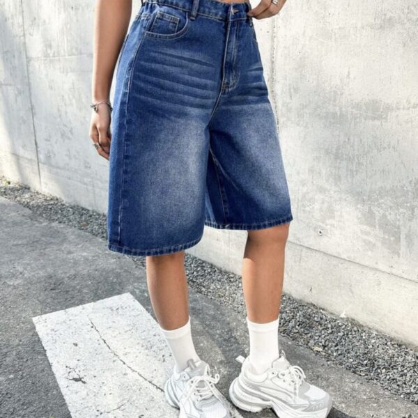 Y2K Loose Fit Blue  Bermuda Shorts Spring And Summer Casual Denim