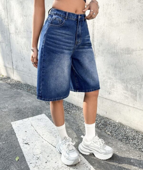 Y2K Loose Fit Blue Bermuda Shorts Spring And Summer Casual Denim