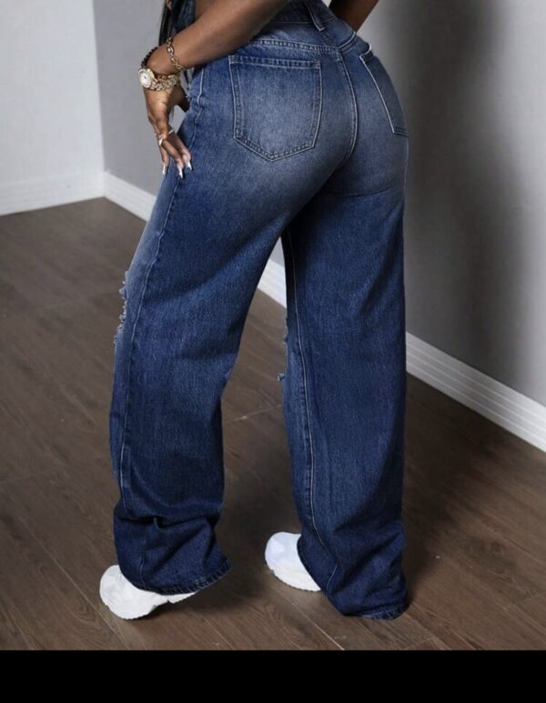 Slayr Women’s Front Button Pocket Distressed Simple Casual Straight Leg Denim