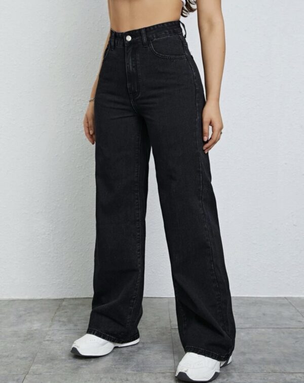Black EZwear High Waist Straight Leg Jeans