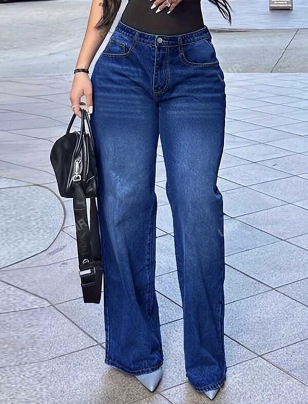 Women’s Plain Minimalist Straight-Leg Casual Jeans