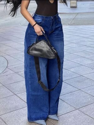 Women’s Plain Minimalist Straight-Leg Casual Jeans